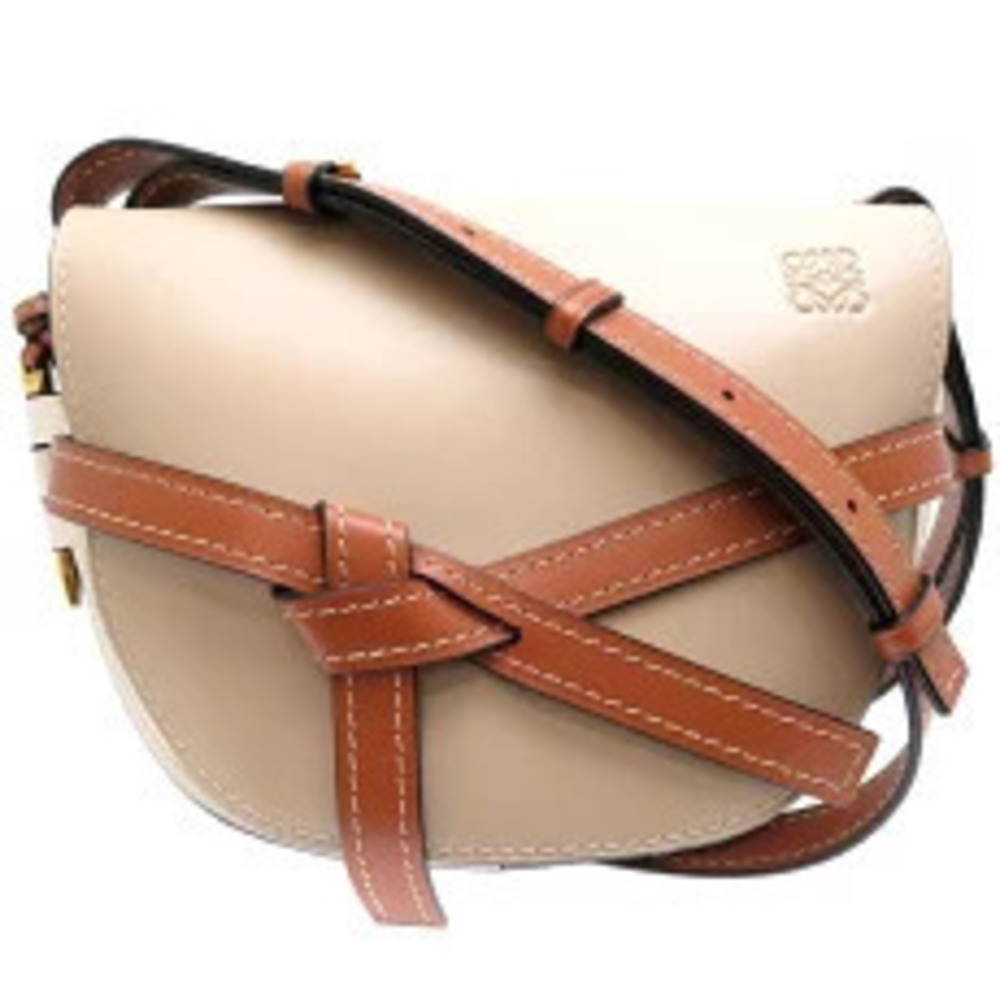 Loewe Gate bag beige leather body contrasted brown leather